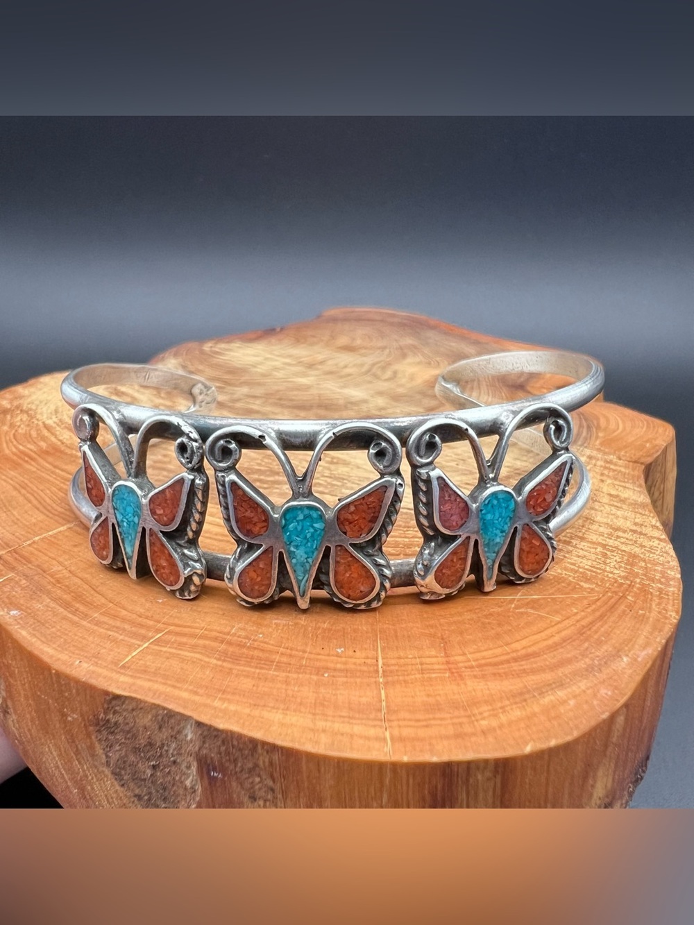 Vintage Sterling Silver Butterfly Cuff